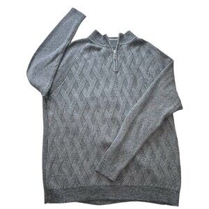 Tommy Bahama 1/4 Zip Pullover Mens 2XL Gray Cable Knit Sweater Preppy Old School